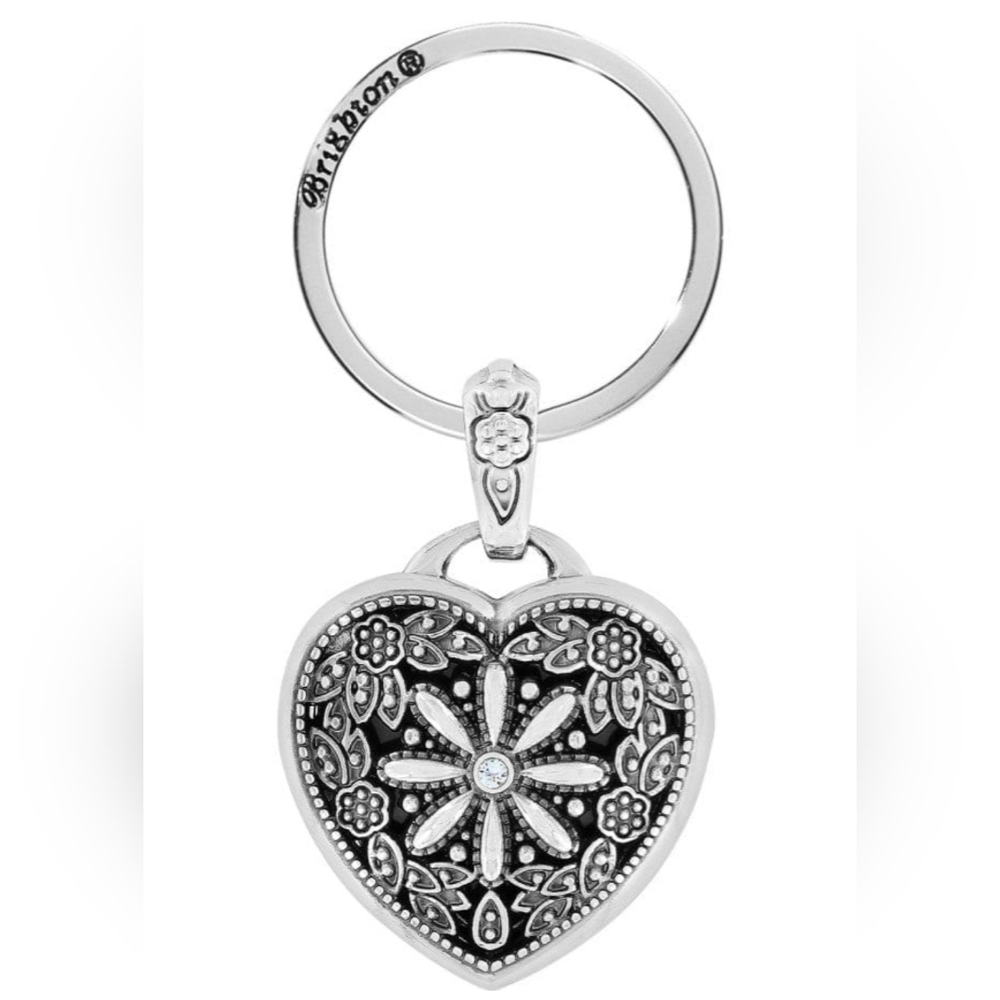 NWOT - Brighton Floral Silver Heart Key Fob